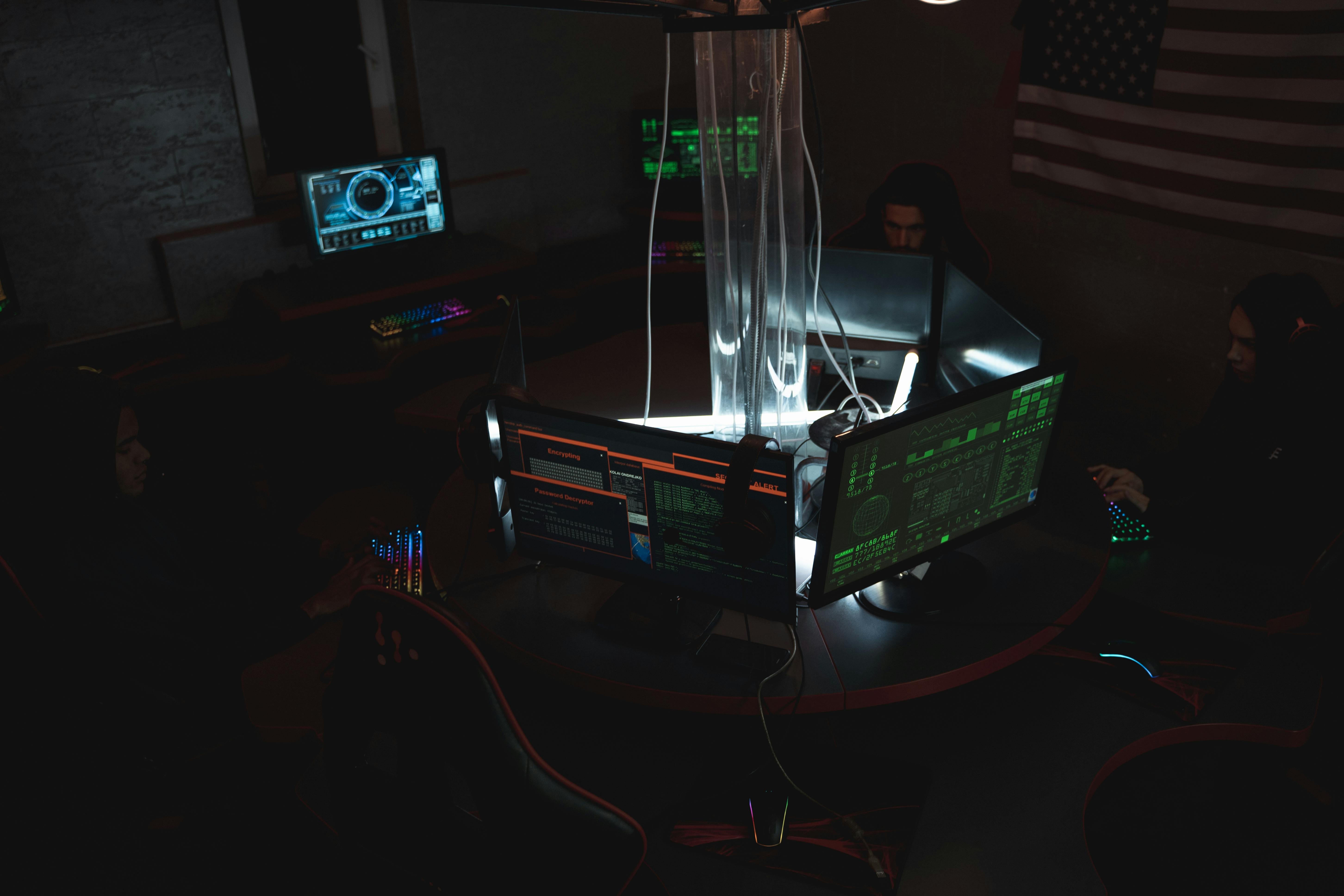 Team working together in front of computer screens